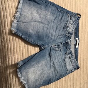 KanCan Light Blue Denim Jean Shorts with Frayed Hem